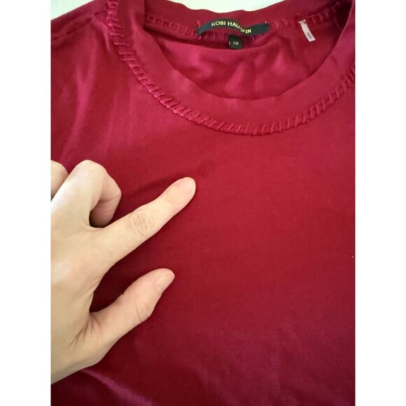 Kobi Halperin Maroon Berry Red Bell Sleeve Long-Sleeved Alix Top Blouse Shirt XS - Picture 8 of 8